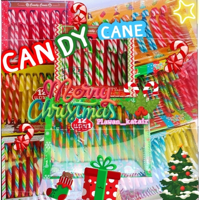 แคนดี้เคน ลูกอมไม้เท้า 🎄Candy cane กลิ่นสตรอเบอรี่ มิ้นท์ ยกกล่องมี13ชิ้น  12ชิ้น 20ชิ้น ตามภาพประกอบ