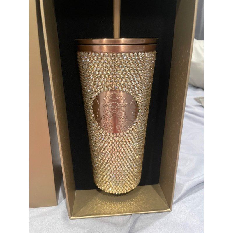 Starbucks ปี2023แท้ Champagne Gold Bling Rhinestones Cold พร้อมส่ง แท้ ช้อปไทย มีถุงผ้า ถุงกระดาษ
