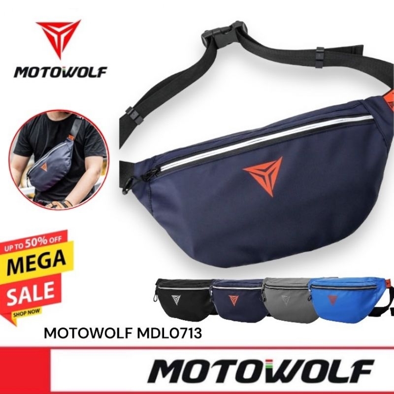 [มีโค้ดลด ทักแชท]🔥 MOTOWOLF MDL 0713 Chest Bag Waterproof กระเป๋าคาดเอว คาดอก กันน้ำ เหมาะสำหรับ Biker