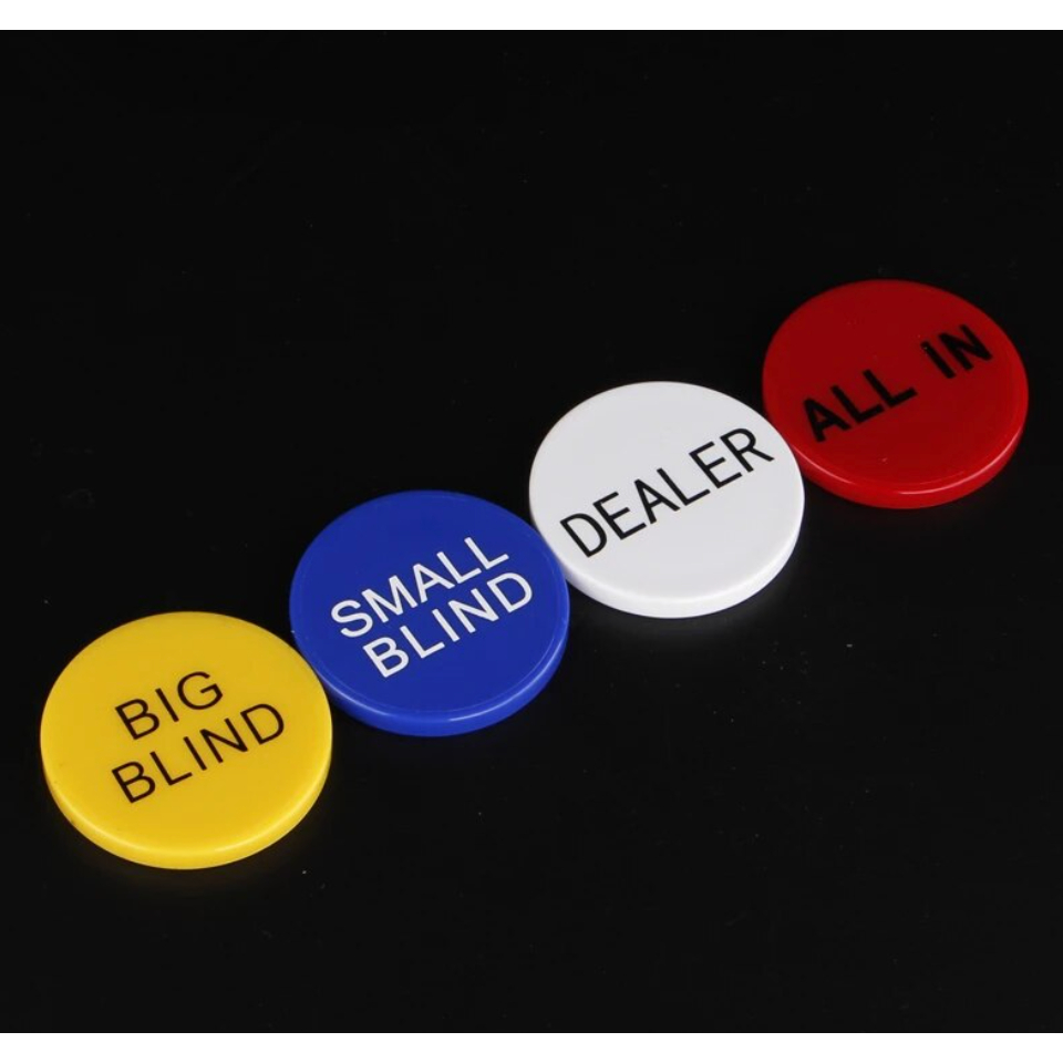 เหรียญป้าย Dealer/Small Blind/Big Blind/Allin พลาสติก 1เซตได้ 4เหรียญ แยกขายด้วย
