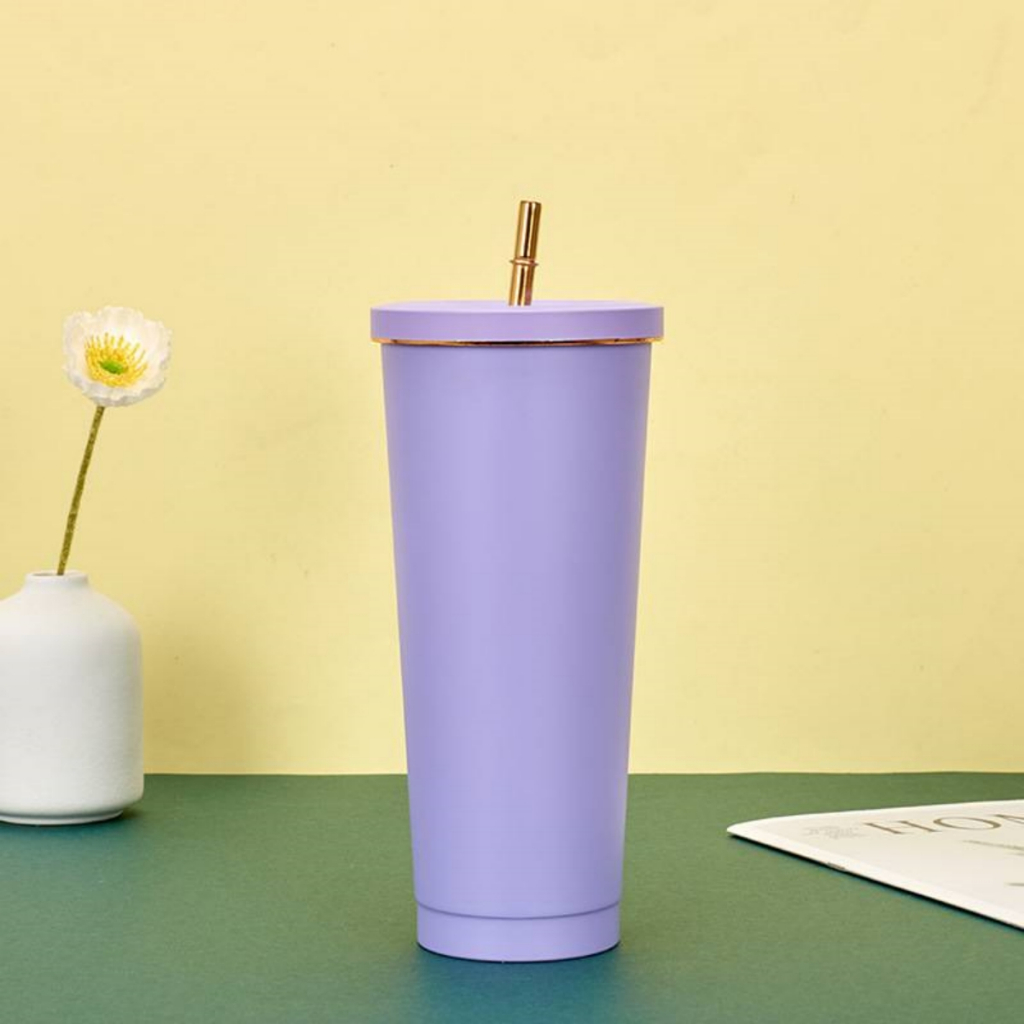 แก้วน้ำสแตนเลส​ แก้วเก็บความเย็น​ พร้อมหลอด​ ขนาด​ 750​ml - รูปที่ 3