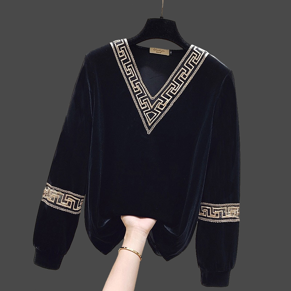 evebell เสื้อผู้หญิง แขนยาว คอวี เสื้อยืดทรงหลวมแบบบาง สำหรับฤดูใบไม้ผลิและฤดูใบไม้ร่วง