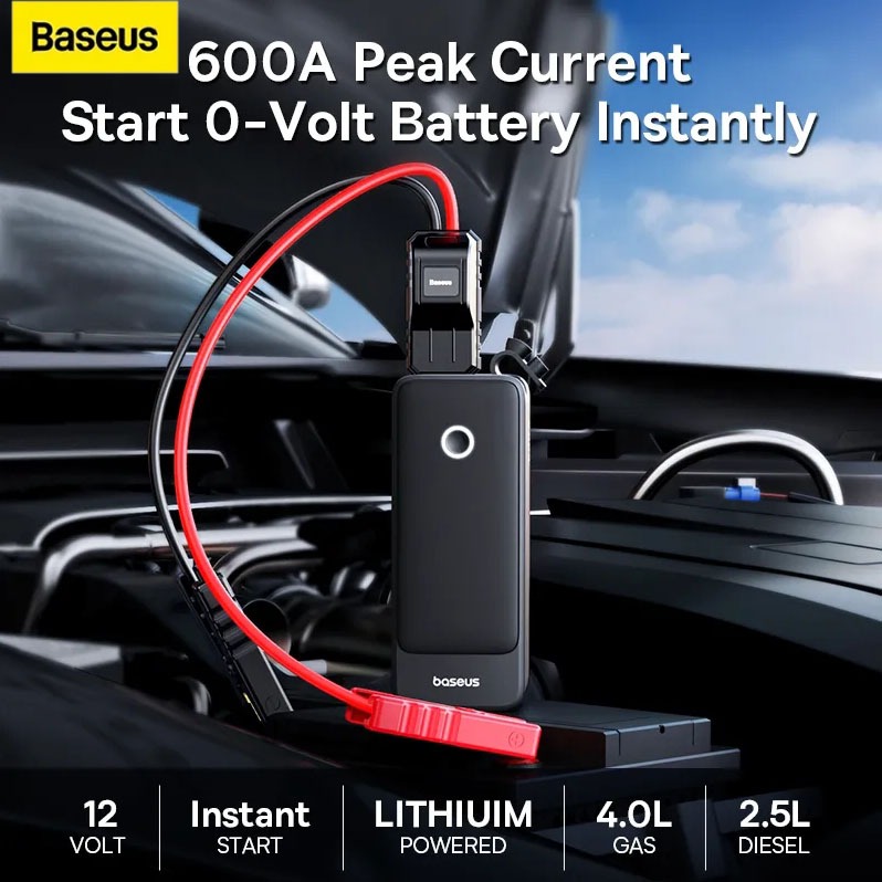 【2 Years Warranty】Baseus Car Jump Starter 600A Car Battery Charger Emergency Power Bank Booster Starting Device 12V