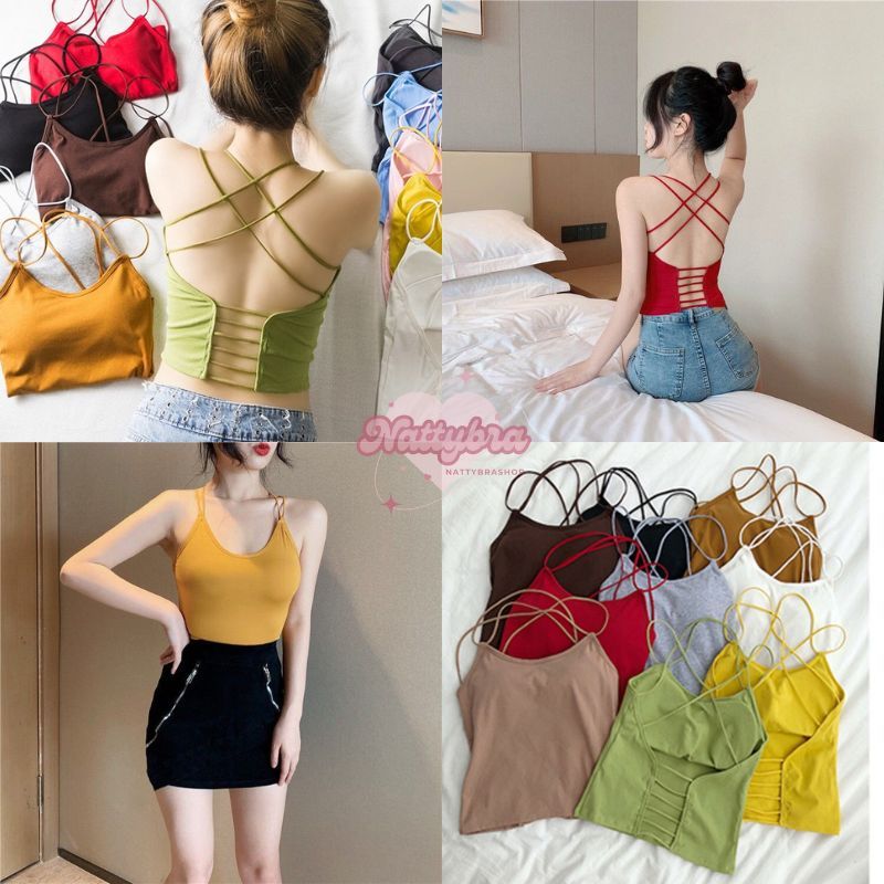 ลด30% โค้ดINC283ZN ⚡ Nattybra บรา สปอร์ตบรา ตัวยาว สายเดี่ยว เซ็กซี่ 32-36 สายไขว้ โชว๋สัดส่วน มีฟองน้ำ ใส่เที่ยวได้