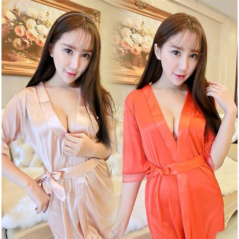 ชุดนอนผ้าซาติน ชุดนอนลูกไม้ ชุดนอนสายเดียว H1102 - รูปที่ 3