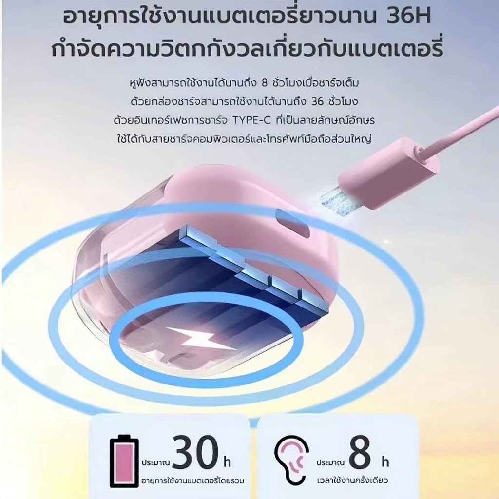 หูฟัง TWS HIFI Bluetooth IPX4 กันน้ำ มีไมโครโฟน thumbnail 5