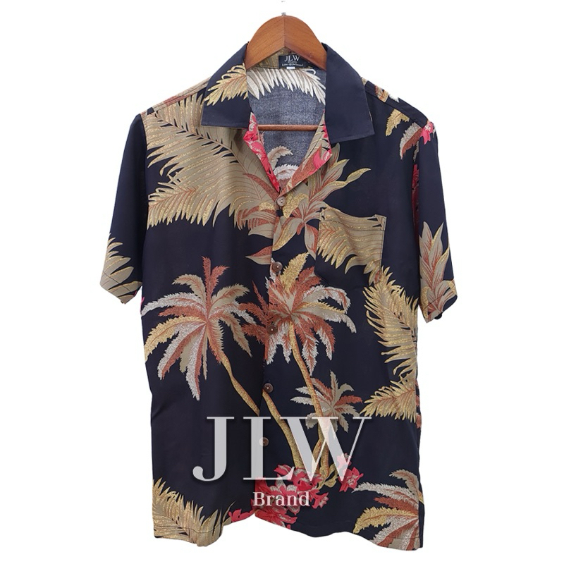 เสื้อฮาวาย ลายมะพร้าว ดำ ผ้าRayon