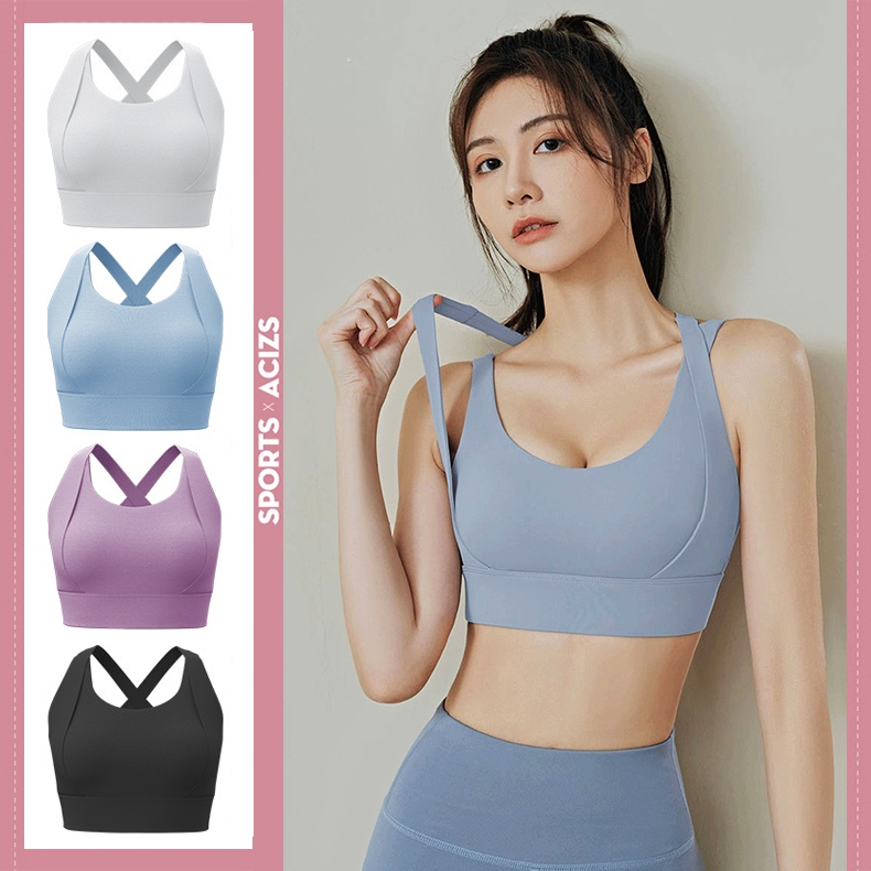 Sport Bra สปอร์ตบราความเข้มสูง บราสายคู่ สปอร์ตบราสำหรับผู้หญิง เสื้อออกกำลังกาย มีฟองน้ำ [กทม. พร้อมส่ง]