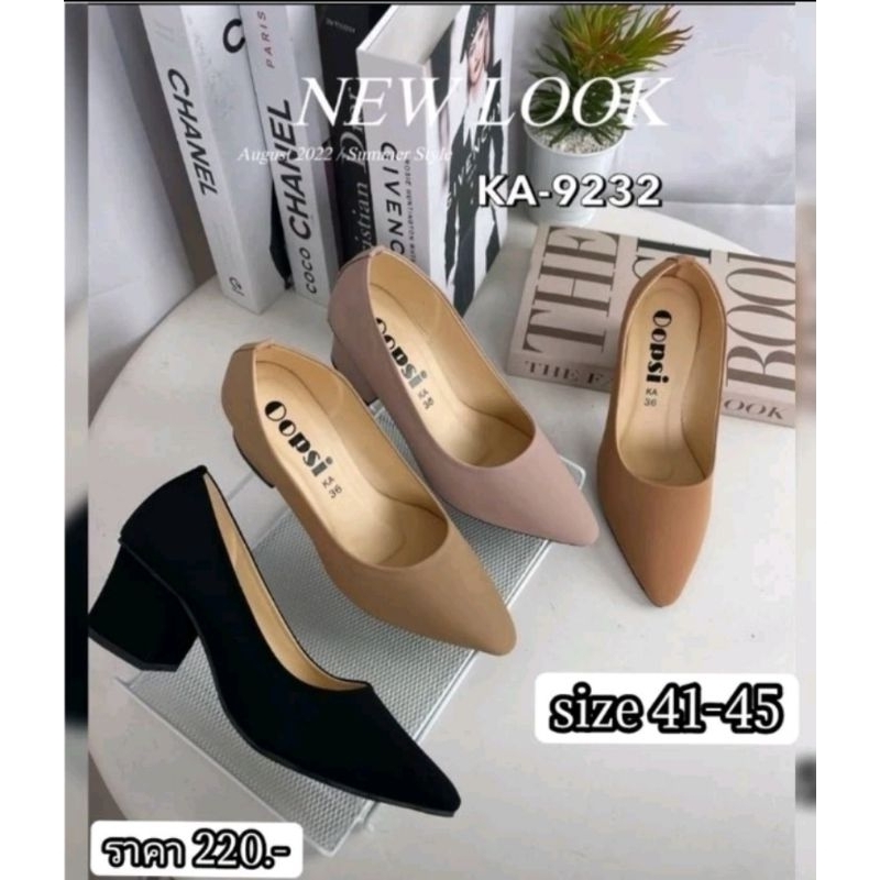 พร้อมส่ง รองเท้าคัชชูไซส์ใหญ่ ส้น 2 นิ้ว Sz.41-45