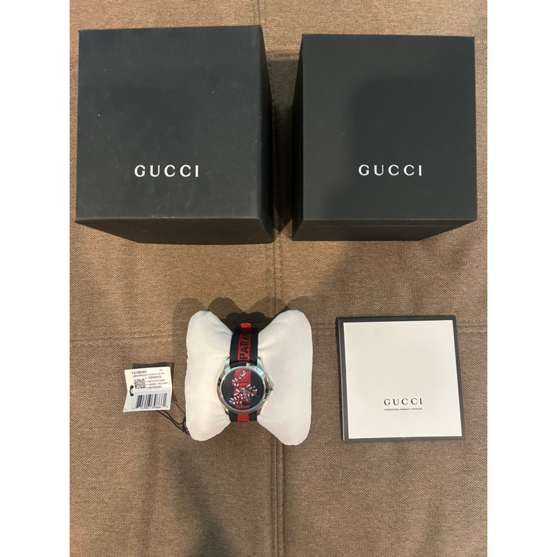 Used นาฬิกา Gucci แท้ ลายงู สายผ้า อุปกรณ์ครบ