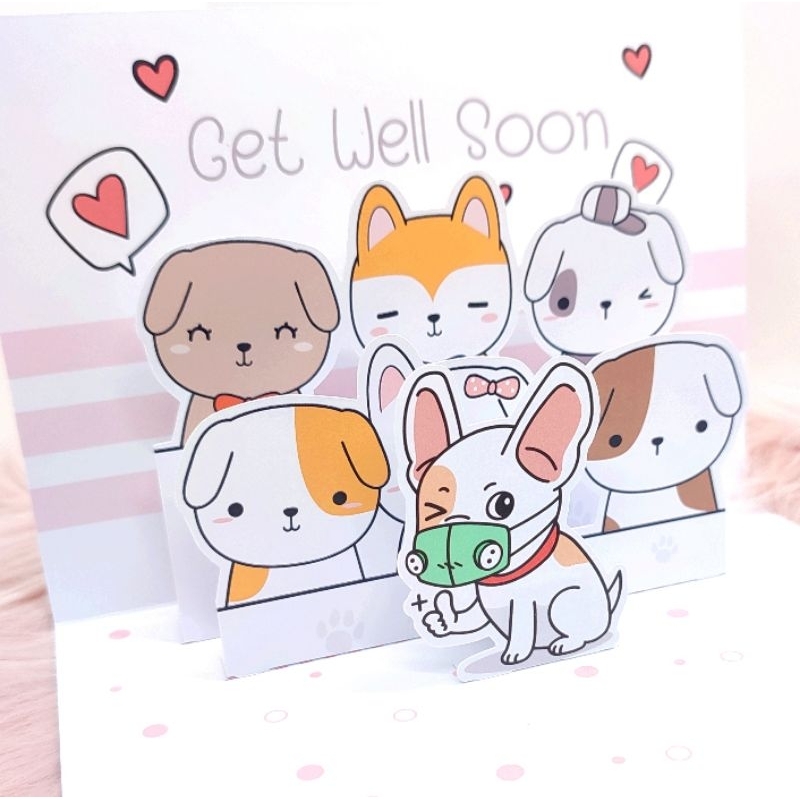 😷การ์ดอวยพร💖 GET001 ป๊อปอัพเยี่ยมคนไข้ หายเร็ว ๆ  GET WELL SOON
