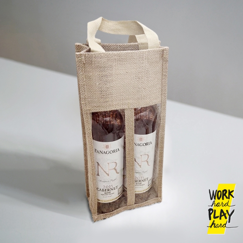 WHPH Shop ถุงใส่ไวน์ ผ้า canvas กระเป๋าใส่ไวน์ สำหรับปิคนิค แบบใส่1ขวดและ2ขวด ใส่ กระเช้าของขวัญ คุณภาพงานส่งออก