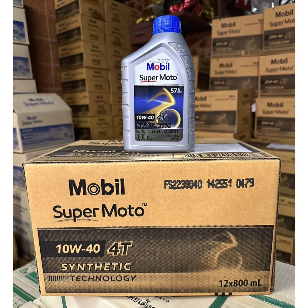 <<ยกลัง>> น้ำมันเครื่อง Mobil Super Moto 10W-40 (ฝาน้ำเงิน) & ปริมาณ 0.8 ลิตร / 1 ลิตร