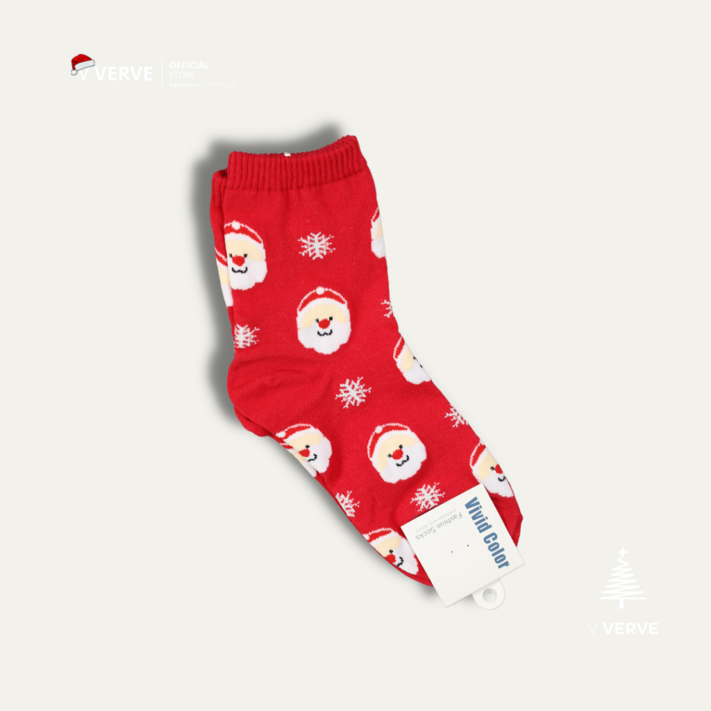 Verve - ถุงเท้าข้อยาว Vivid Korea ลายคริสต์มาส แบบข้อยาว คลุมข้อ Freesize - รูปที่ 5