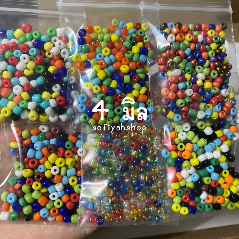 ลูกปัดเม็ดทราย​ 4​ มิล​ มีสีเยอะกว่าภาพปก