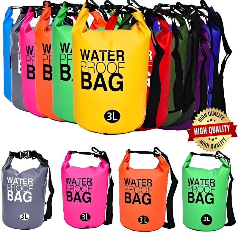 กระเป๋ากันน้ำ ถุงกันน้ำถุงทะเล ขนาด 3ลิตร มี11สี 1สาย 2สาย