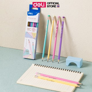 ดินสอไม้ Deli ดินสอHB ดินสอ ทรงหกเหลี่ยม (แพ็ค 12 แท่ง) สีพา…