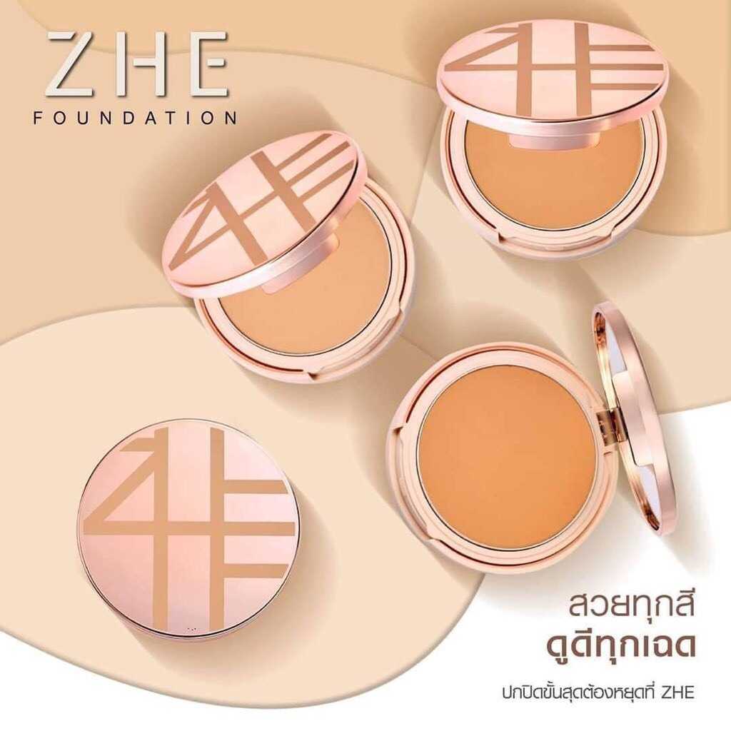 แป้ง Zhe แป้งชี แป้งผสมรองพื้น ปกปิด กันน้ำ กันเหงื่อ ติดทน ไม่อุดตัน