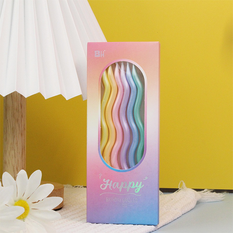 (ขายส่ง) เทียนเกลียว หนา เงาวาว เทียนวันเกิด เทียนแฟนซี ยกกล่อง  50 แพค/กล่อง (แพค 6 เล่ม) - รูปที่ 5