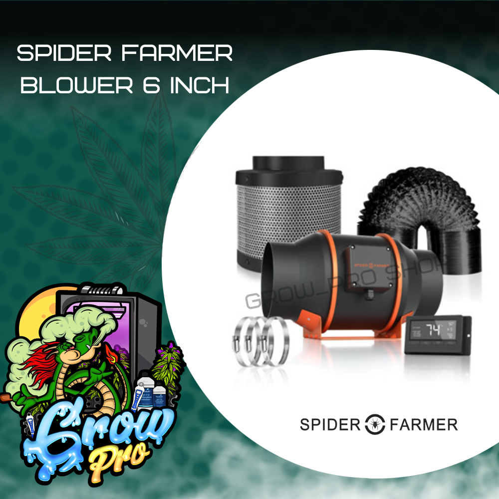 พัดลมโบลเวอร์ Spider Farmer®6 Inch Inline Fan Combo with Temperature and Humidity Fan Controller