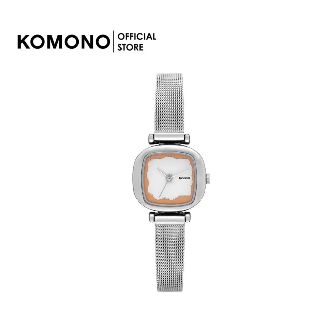 KOMONO Watch Moneypenny Wave Royale Silver Blush นาฬิกาแฟชั่น/ทำงาน ทรงสี่เหลี่ยมเล็ก สีเงินชมพู
