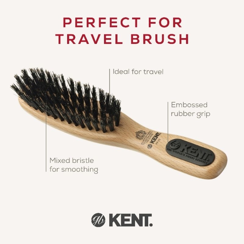แปรงหวีผม KENT PF10: Small Handbag Size Pure Bristle Brush แปรงหนวด