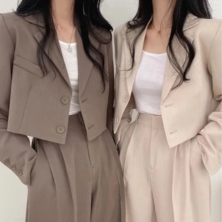 ชุดสูทแฟชั่น เสื้อสูทผู้หญิงสูทเบลเซอร์สีพื้น ชุดใส่ทำงาน SUIT-02 *ทั้งชุด*