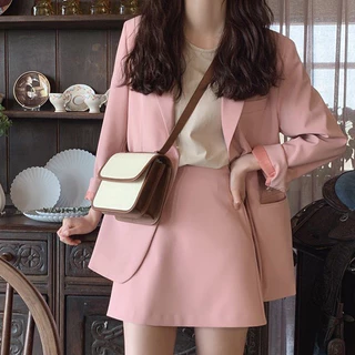 SUIT-04🌽สูทเกาหลี (แยกชิ้น) สูทแฟชั่น สีพื้น มีกระเป๋าหน้า แต่งกระดุม เบเซอร์สำหรับผู้หญิง 🌽