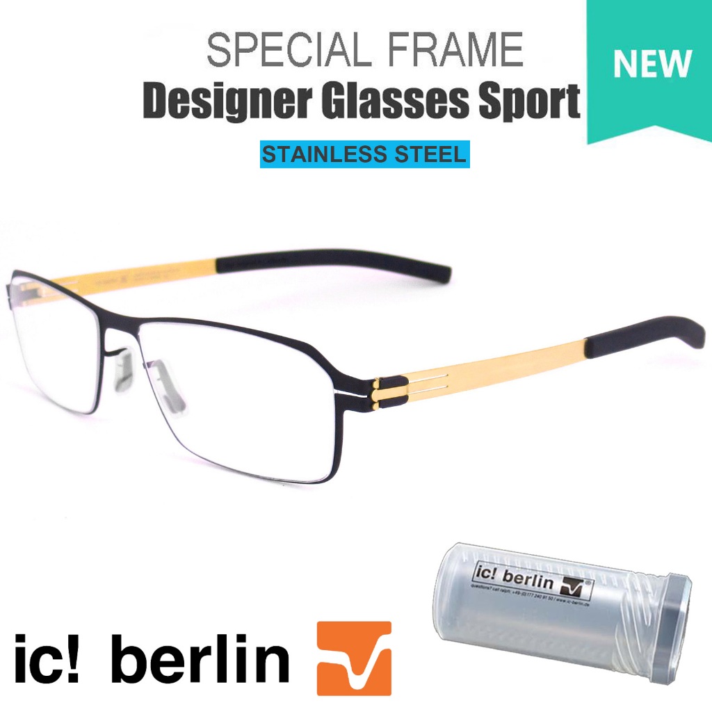Ic Berlin ไอซี เบอร์ลิน แว่นตา รุ่น 039 C-4 สีดำขาทอง Model Chrome วัสดุ Stainless Steel กรอบเต็ม แว