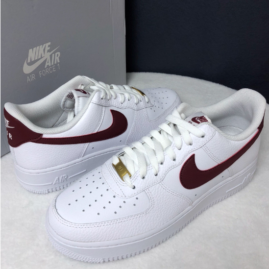 Nike Air Force 1 Low Team Red สีขาวแดง （ของแท้ 100 %）