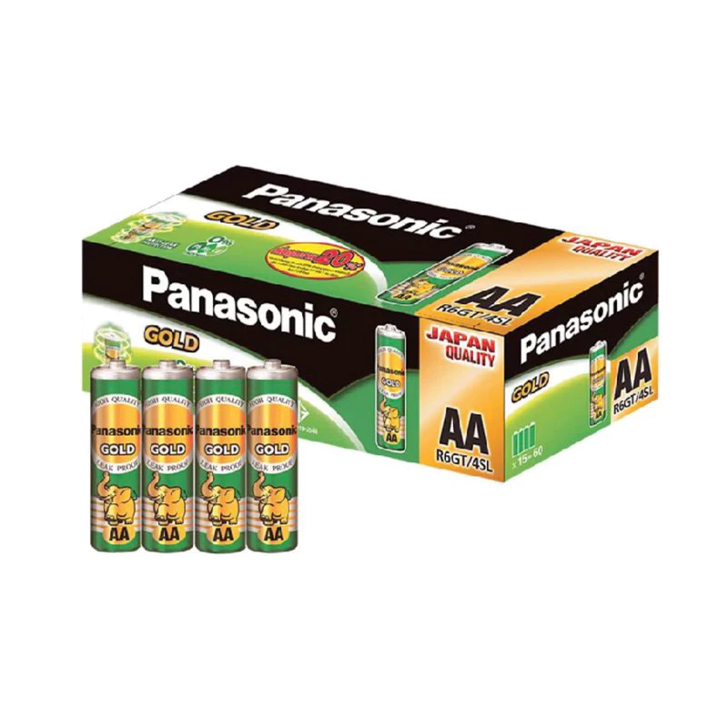 ยกกล่อง 60 ก้อน Panasonic Gold ถ่านไฟแมงกานีสโกลด์ ถ่าน AA,AAA แบบกล่อง 15 แพ็ค(60ก้อน)