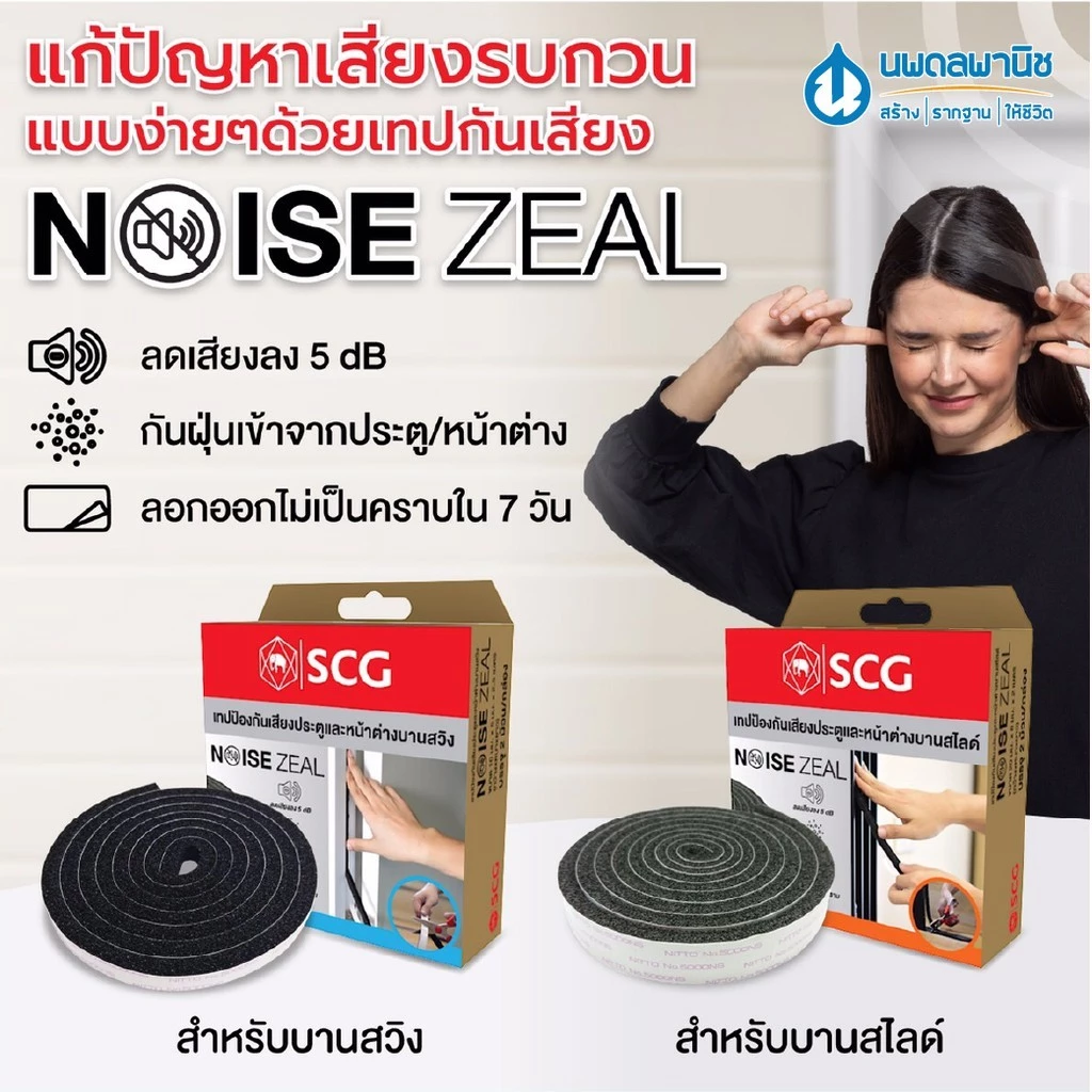 [โปรโมชั่น] SCG เทปกันเสียง ประตู หน้าต่าง (ลดเสียงลงได้ 5 dB) สำหรับบานสวิง บานสไลด์ ลดเสียง กันเสียง ซับเสียง
