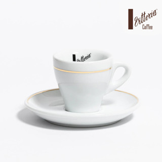 Vittoria Espresso White Round Gold Rim 1 Set ถ้วยช็อตกาแฟ พร…