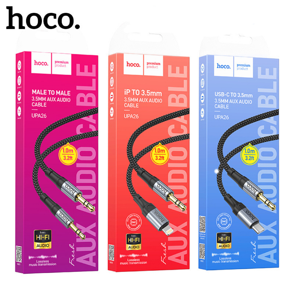 Hoco UPA26 หัวแปลง หูฟัง 3.5mm aux audio / iP to Aux 3.5 / TYPE-C to Aux 3.5 สำหรับ iP / Aux / TYPE-