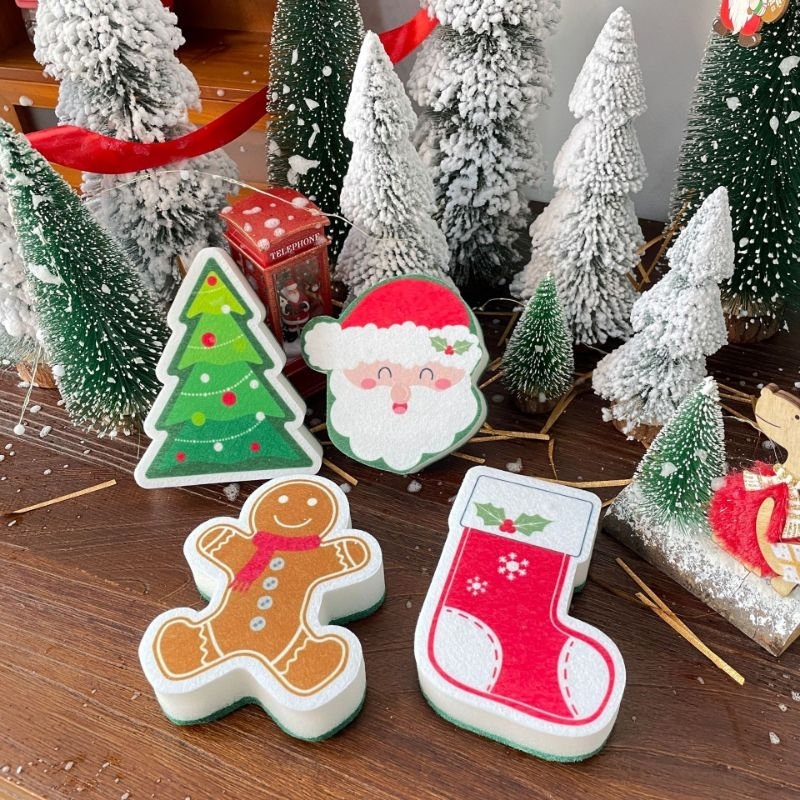 ฟองน้ำล้างจานน่ารักลายคริสมาสต์ ซานต้าคลอส คริสต์มาส christmas