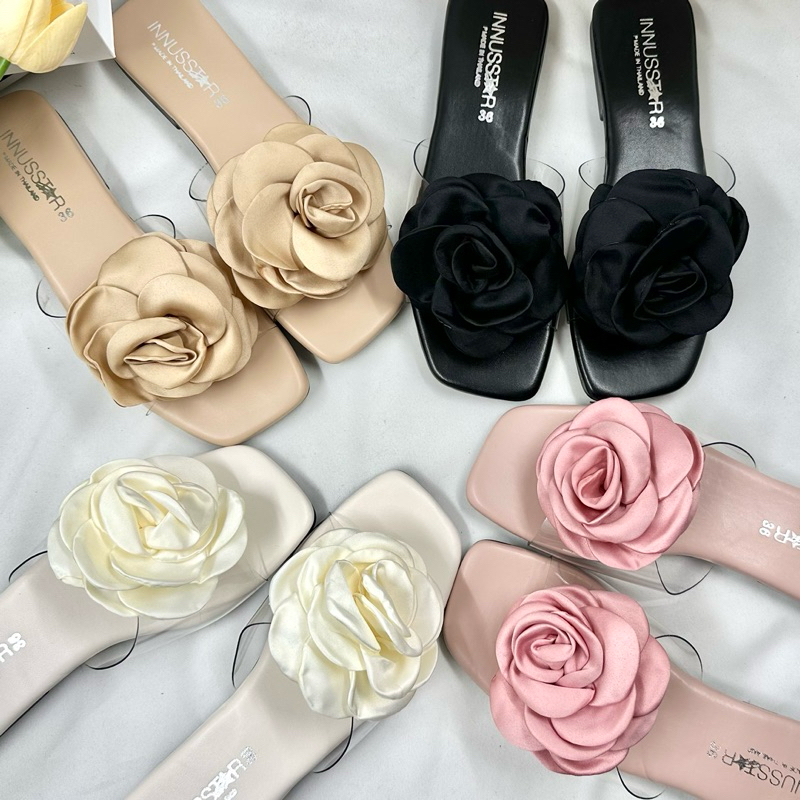 🌸รุ่นฟลอรัล🌼 ดอกไม้อลังการเรียบหรูเก๋ยืนหนึ่ง! หน้าคาดนิ่มไม่บาด รองเท้าแตะแฟชั่นใหม่ล่า