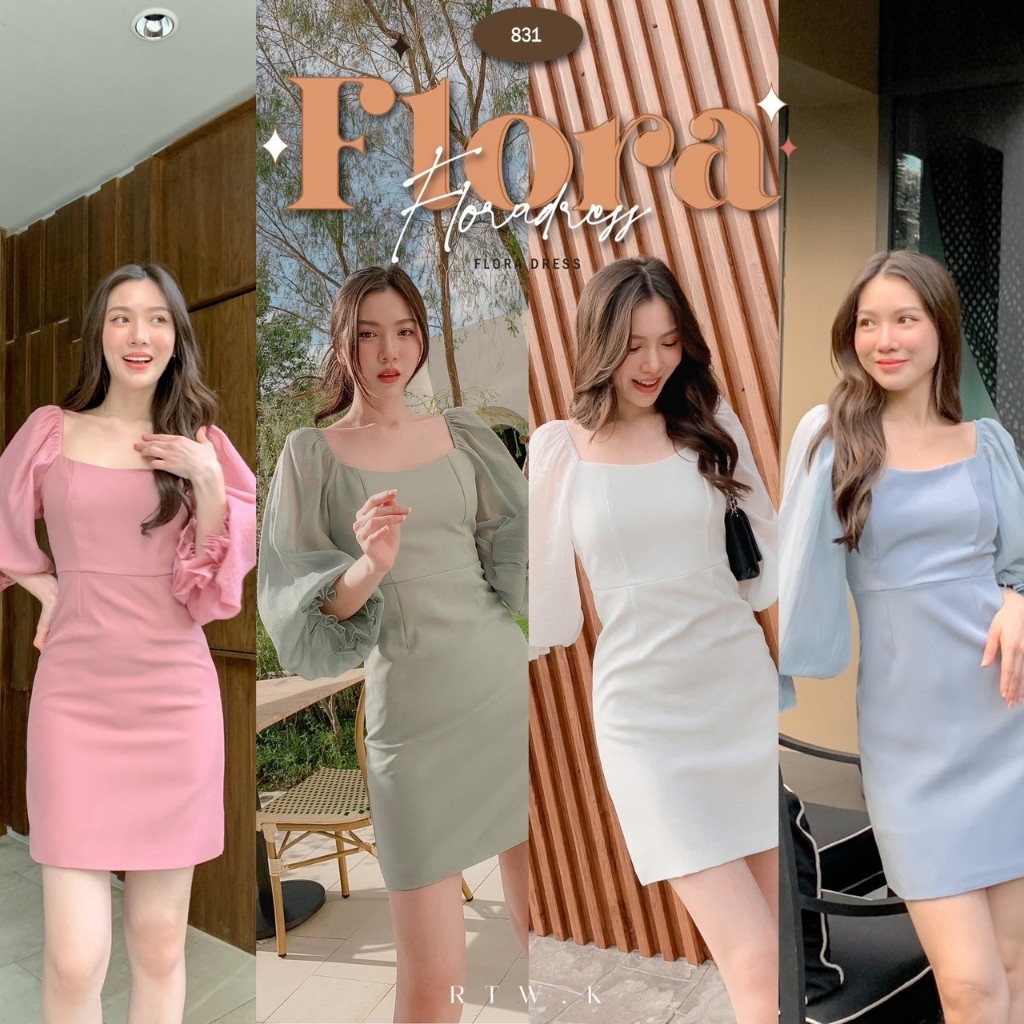 'Flora Dress' - เดรสสั้นแขนพอง RTW