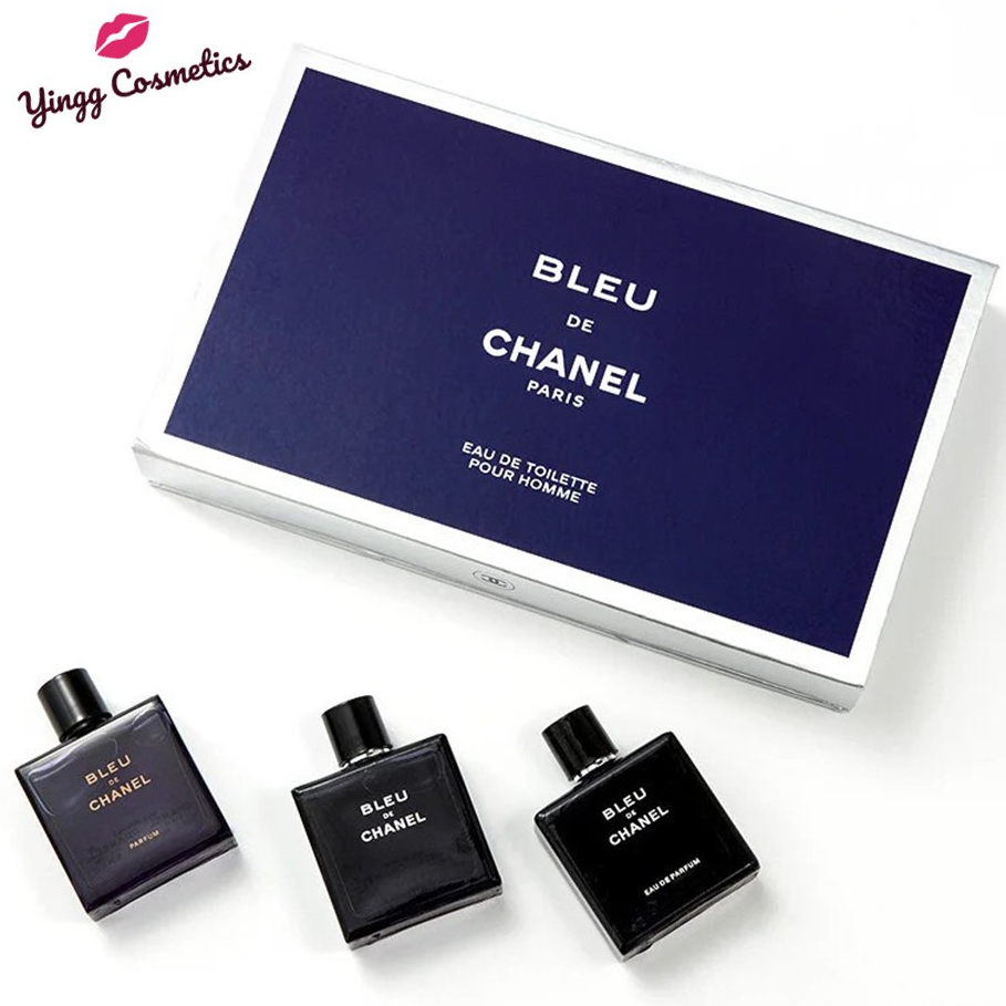 "น้ำหอมแท้" น้ำหอมชาแนล Chanel Bleu De Chanel Eau De Parfum Pour Homme EDP Chanel Bleu De Chanel EDT 10ml set 3 ชิ้น