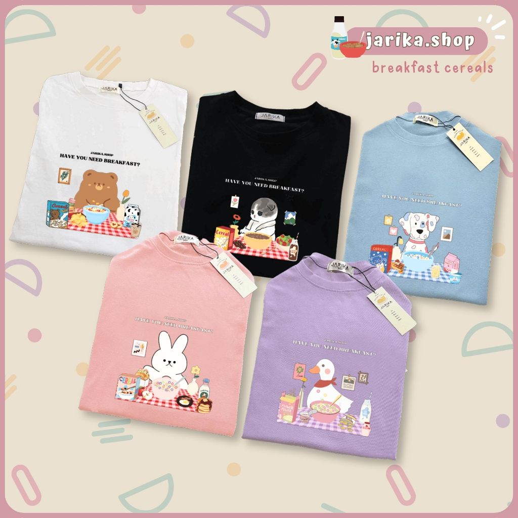 Jarikashop - เสื้อยืดลาย Breakfast cereals( งานป้าย.. Jarika ) ( จ217 )
