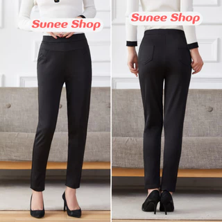 Sunee กางเกงขายาวสีดำ ผ้ายืดเกาหลี XL-9XL เอว 24-48 กางเกงทำงาน คนอ้วน สาวอวบ ไซส์ใหญ่ (9108)