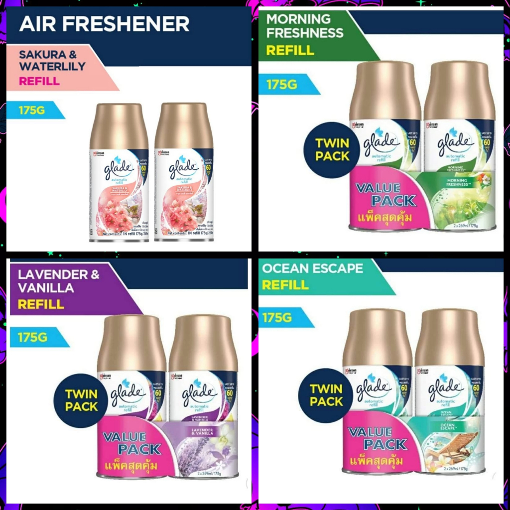 (แพคคู่คุ้มกว่า) รีฟิล Glade refill สเปรย์ปรับอากาศ ออโตเมติค ขนาด 252 มล.* 2 ขวด สำหรับปรับอากาศภายในบ้าน