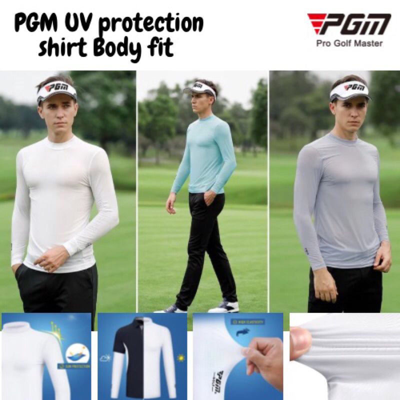 เสื้อยืดผ้าไหมน้ำแข็งกันยูวีแขนยาว PGM UV protection shirt Body fit ระบายเหงื่อรัดกล้ามเนื้อ เย็นสบา