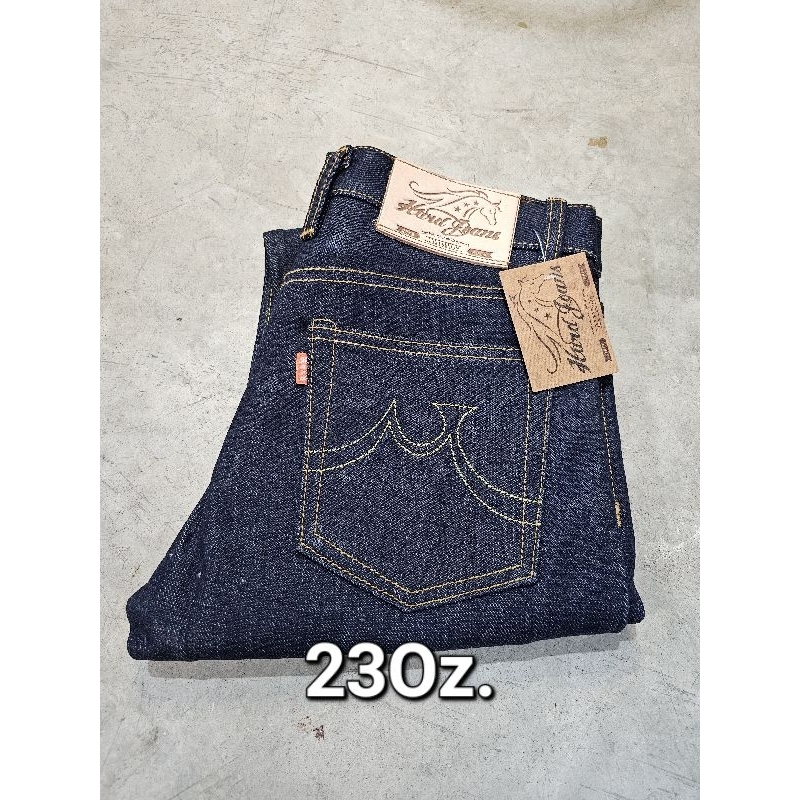 ฮาร์ทยีนส์ Hard Jeans 23Oz. ริมดำ&กรม หูเข็มขัดหลังคู่ สีindigo มีสามทรงกระบอกเล็ก,ตรง,ใหญ่ 1890.-