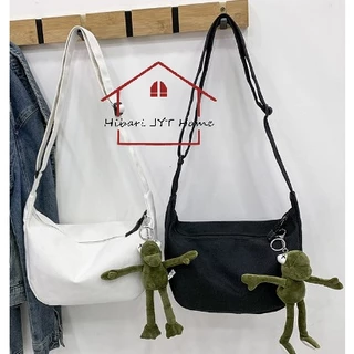 📢 [ลูกค้าใหม่ 1 บาท] กระเป๋าสะพายข้าง กระเป๋าแฟชั่น ผ้าแคนวาส ผ้าลูกฟูก พวงกุญแจ ตุ๊กตา