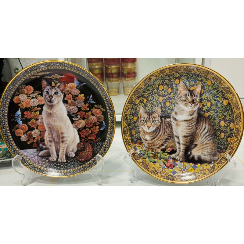 จานโชว์ น้องแมว Cats around the world plate Muppet and Emu in England - Danbury Mint