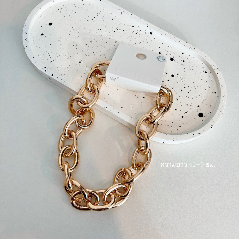**พร้อมส่งจากร้านในไทย** Forever21 สร้อยโซ่สีทองแบบเบา ไม่หนักจ้า ใส่แล้วสวยสายฝอมาก ขนาด  42+9 ซม. 