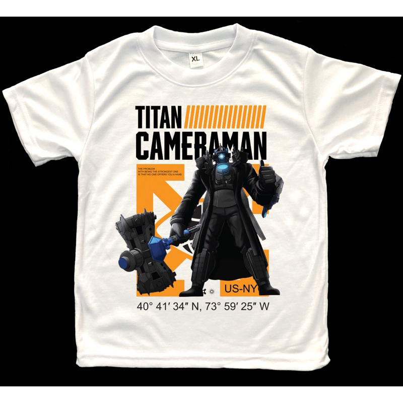 เสื้อเด็กสีขาวลายTitan Cameraman,Titan TVman