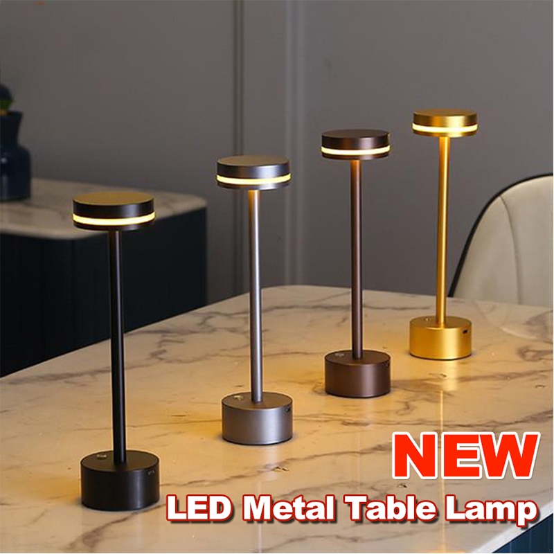 【ท้องถิ่นจัดส่ง】โคมไฟตั้งโต๊ะ LED 3สี USB ชาร์จได้ ความสว่างปรับแบบไร้สาย แสงโต๊ะ สำหรับร้านกาแฟห้องนอนห้องนอน