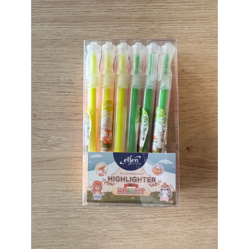 Elfen ( เอลเฟ่น ) ชุดปากกาเน้นข้อความ เอลเฟ่นไบร์ท คละสี ( 1x12 ด้าม)