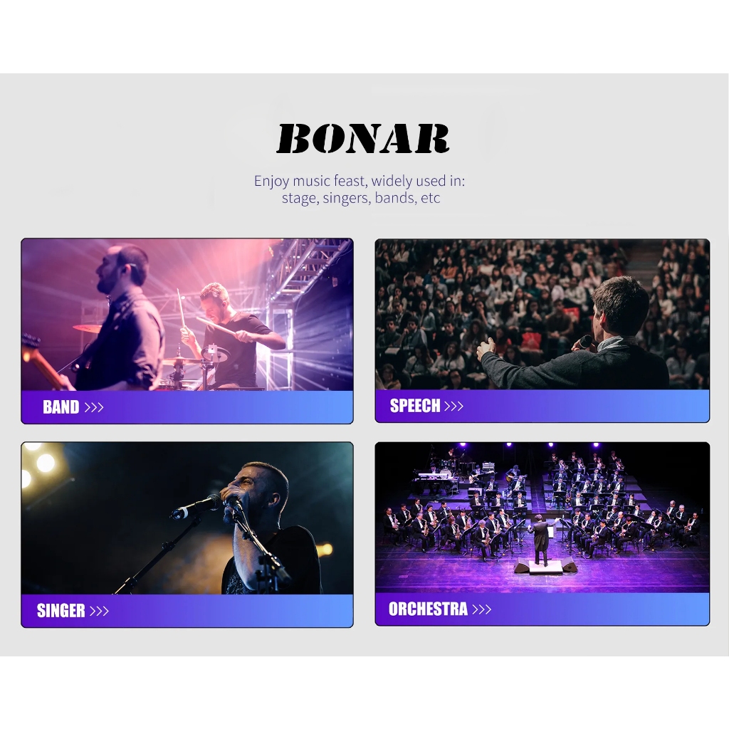 ไมโครโฟน BONAR sonic light ไมค์ลอย ไมค์ลอยคู่ ไมโครโฟนไร้สาย